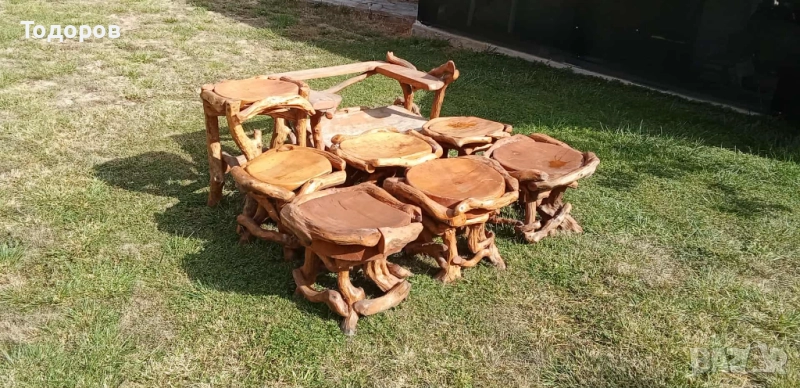 Комплект ръчно изработени мебели от коренища, снимка 1