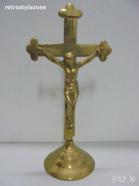 № 8460 Стар настолен кръст с разпятие  , снимка 1