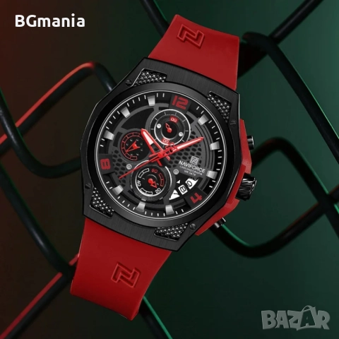 Мъжки Navoforce часовник червен 8051с3 силиконова каишка