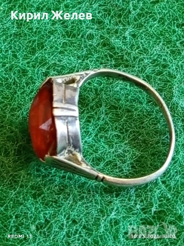 Винтидж сребърен пръстен с инкрустиран камък ЦИТРИН майсторска ръчна изработка 20666, снимка 7 - Пръстени - 53777719
