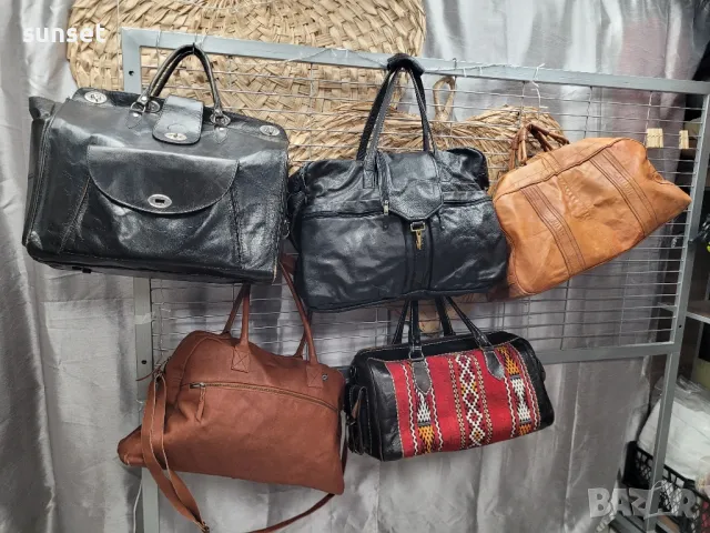 естествена кожа големи пътни чанти, сак