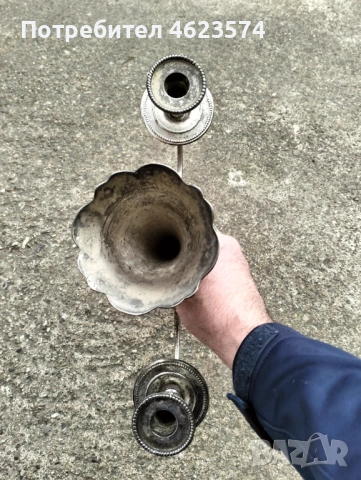 Посребрен свещник, снимка 6 - Антикварни и старинни предмети - 53609153