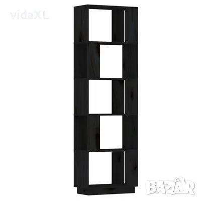 vidaXL Библиотека/разделител за стая, черна, 51x25x163,5 см, бор масив（SKU:814048）, снимка 2 - Други - 48589024