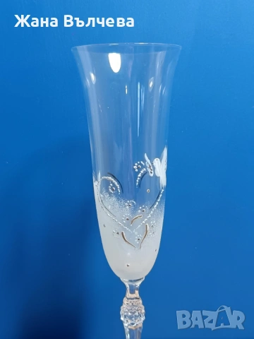 Сватбени ритуални чаши Е4 - ръчно рисувани, снимка 2 - Сватбени аксесоари - 54057617