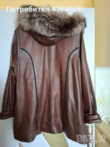 дамско яке с качулка телешка кожа, размер 50, снимка 2 - Якета - 54172182