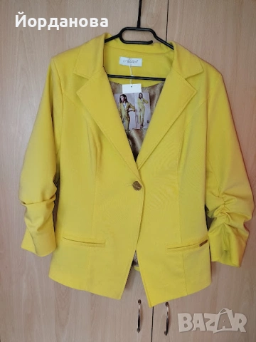 Дамско жълто сако от Addict-boutique, снимка 2 - Сака - 54256416