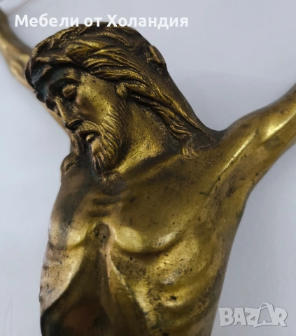 Голямо бронзово разпятие за стена, снимка 6 - Колекции - 53122526