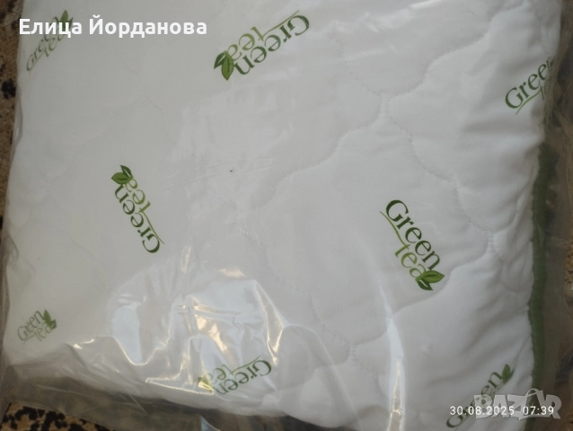 Нова възглавница зелен чай, снимка 3 - Възглавници - 51539989
