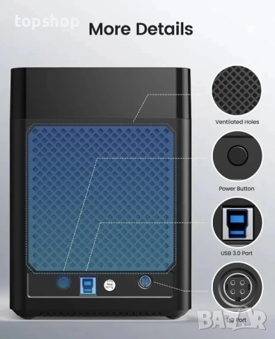 НАЛИЧНА нова, тествана докинг станция ORICO 5 Bay с 5 слота до 90tb, снимка 5 - Друга електроника - 51589013