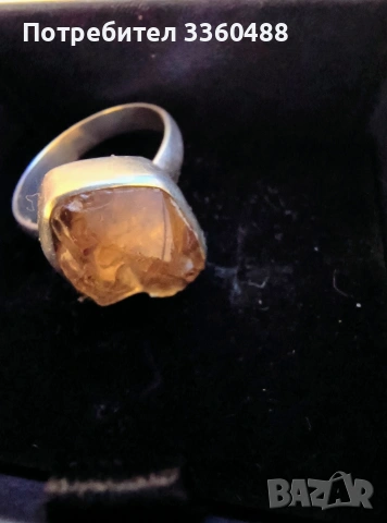 сребърен пръстен с необработен цитрин , снимка 3 - Пръстени - 54145269