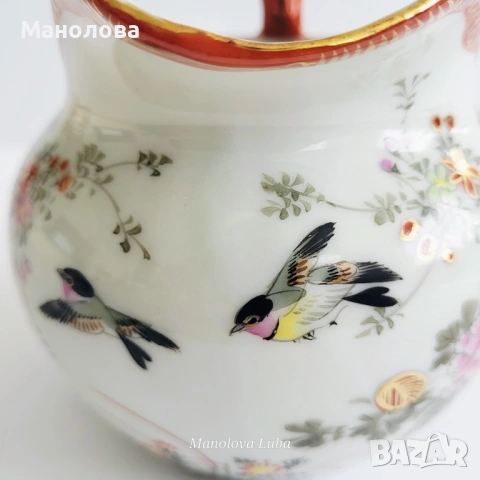 Японска порцеланова каничка за мляко 梅村 (Umemura) в стил Kutani., снимка 7 - Други ценни предмети - 54017332