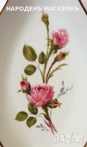 JOHANN SELTMANN - немски порцелан плато фруктиера порцеланова бонбониера роза цветя , снимка 3 - Други ценни предмети - 51378450