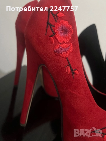 Нови червени и черни обувки официални, снимка 7 - Дамски обувки на ток - 52662862