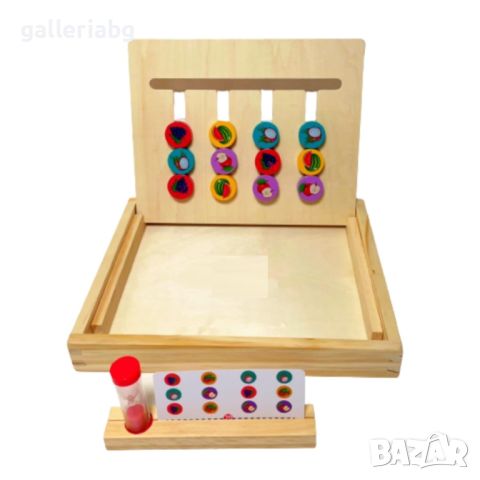 Четирицветна логическа игра с дейност с пясъчен часовник и логическа игра за деца.