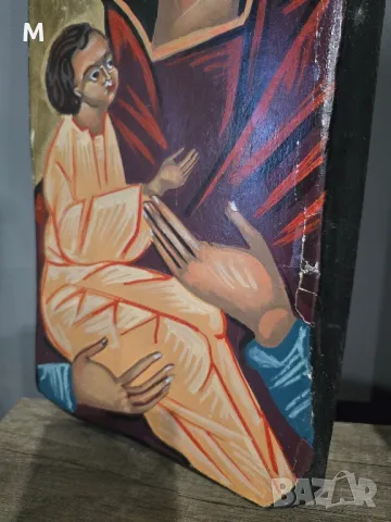 Стара голяма икона Богородица , снимка 4 - Икони - 49326783