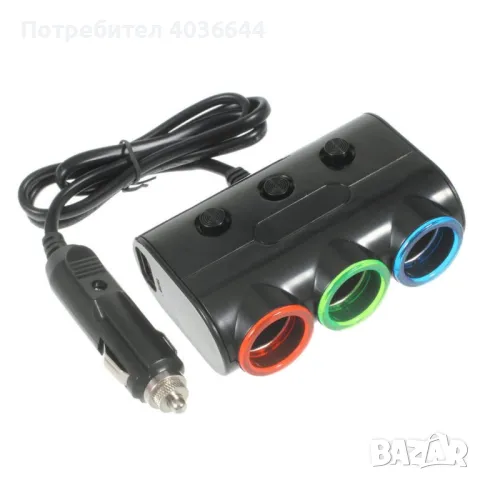 Мултифункционално зарядно за кола - 2 USB порта и 3 гнезда за запалка – 120W мощност и стилен дизайн, снимка 2 - Аксесоари и консумативи - 48310959