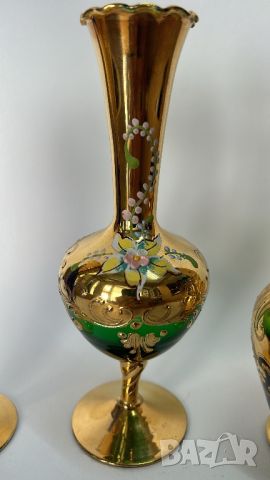 Кристални вази Bohemia с позлата, снимка 3 - Вази - 46441364