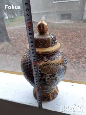 Голяма стара антикварна ваза Сатцума Satsuma рисувана релеф, снимка 8 - Антикварни и старинни предмети - 53445252