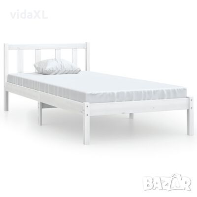 vidaXL Рамка за легло, бяла, бор масив, 90x200 cм（SKU:810068, снимка 1 - Спални и легла - 45637109