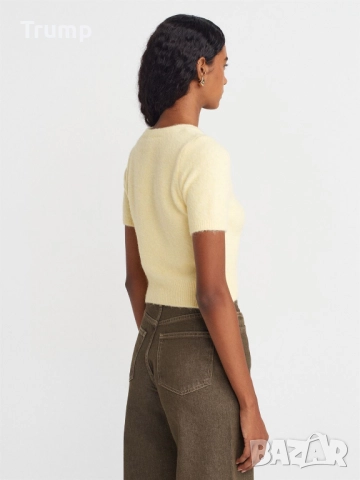 Пуловер с къс ръкав, мек и топъл. от вълнена смес - светложълт, снимка 4 - Блузи с дълъг ръкав и пуловери - 52219082