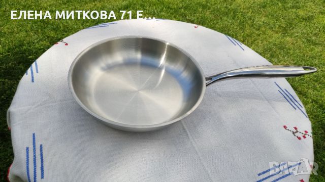 Масивен тиган от неръждаема стомана +индукция отличен, снимка 2 - Съдове за готвене - 45406950