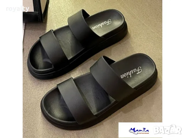 Черни дамски чехли на платформа