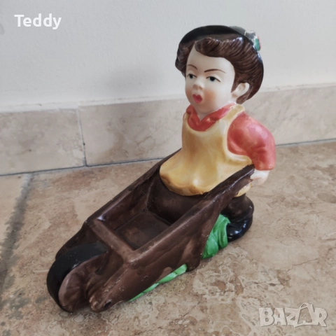 Винтидж керамична фигурка, градинска фигурка статуетка, снимка 2 - Статуетки - 52490898