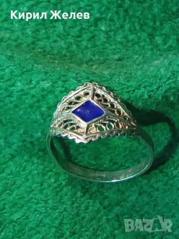 СТАРИНЕН ЕМАЙЛИРАН ФИЛИГРАНЕН ПРЪСТЕН СРЕБРО 800 ФИНА РЪЧНА РЕТРО АРТ ИЗРАБОТКА 47594, снимка 12 - Антикварни и старинни предмети - 49606653