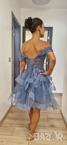 Синя рокля цвят деним размер S, снимка 3 - Рокли - 51711125