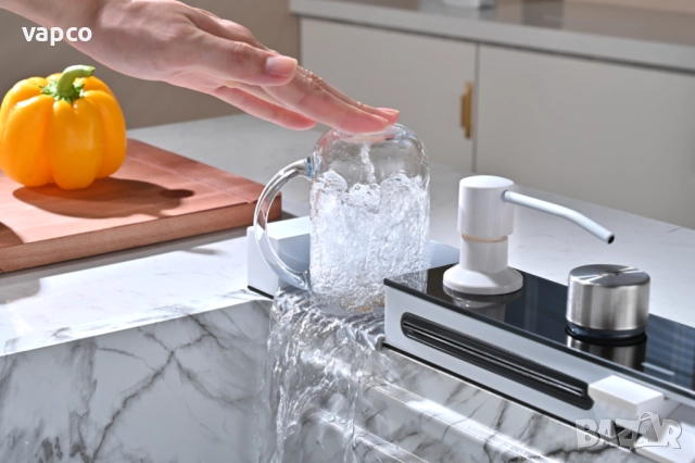 Бял мрамор - Мултифункционална кухненска мивка с двоен водопад , снимка 6 - Мивки - 52128606