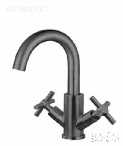 Смесител стоящ двуръкохватков черен смесител