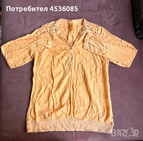 Дамска жълта риза с дълъг ръкав и капси на рамената-XL размер