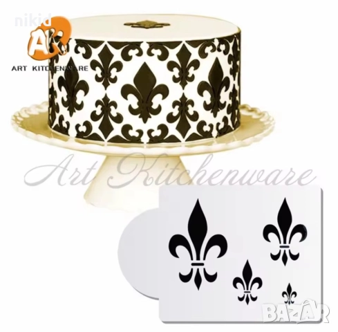 Fleur De Lys Флер лого малко голямо Де Лис Хералдическа лилия стенсил шаблон спрей Scrapbooking 