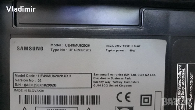Samsung UE49MU6202K за части, снимка 3 - Части и Платки - 51807243