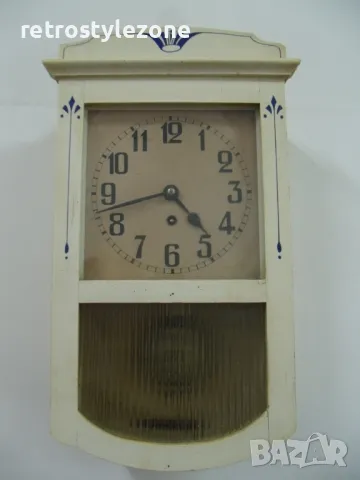 № 7992 стар стенен часовник  - механичен  - работещ  - размер 49 / 26 / 12 см, снимка 6 - Антикварни и старинни предмети - 49832980