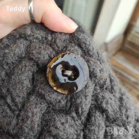 Стилна вълнена чанта с кожена дръжка, ръчно изработена, снимка 7 - Чанти - 53055026