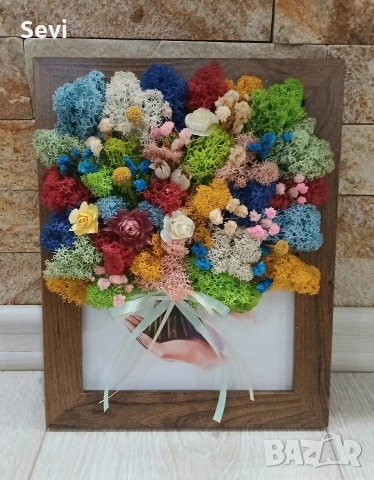 Рамки и кашпи декорирани със скандинавски мъх!, снимка 4 - Декорация за дома - 50265076