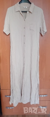 Бежова дълга рокля , снимка 3 - Рокли - 51548467