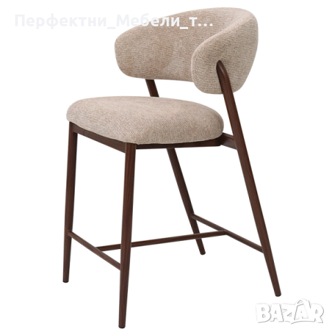 Луксозен конфортен бар стол с висок клас дамаска кафява/сива и полуподлакътници,тип кресло-бар стол, снимка 3 - Столове - 52463363