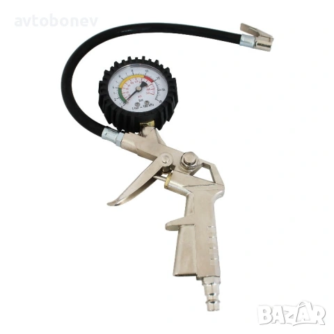 Пистолет за помпене на гуми с манометър-метален