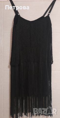 Къса черна рокля с ресни, снимка 3 - Рокли - 45227703