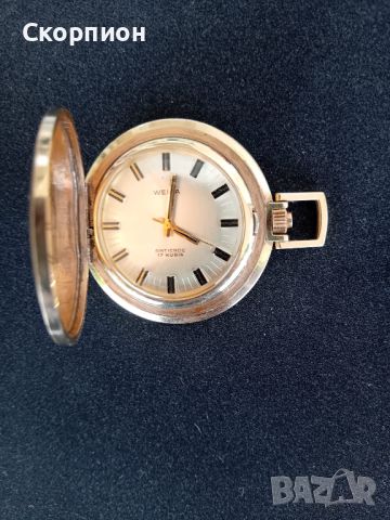Швейцарски джобен часовник  - WELTA - 17 рубина с позлата, снимка 7 - Джобни - 46448033