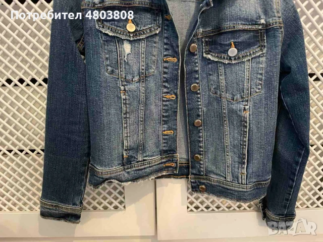 Дамско дънково яке Zara S – вталено, еластично, отлично състояние, снимка 4 - Якета - 54277083
