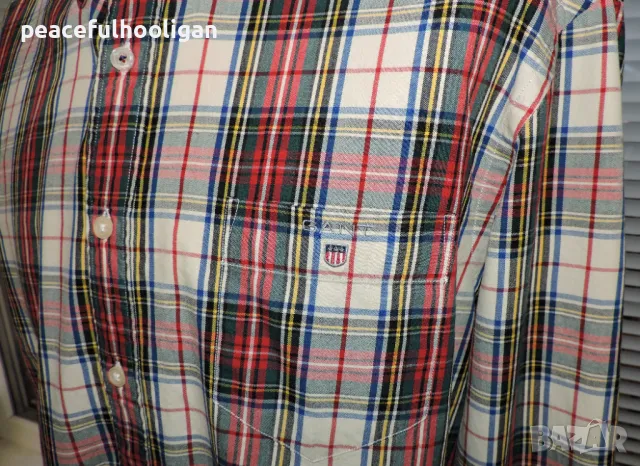 Gant Campus Twill Mens Multicolour Long Sleeve Plaid Check Casual Shirt  - мъжка риза размер  XL, снимка 4 - Ризи - 47643909