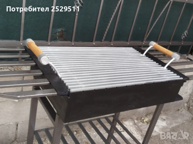 Барбекю скара на дървени въглища НОВО Подсилено 38кг скара плътен квадрат от 10мм 60 на 40 , снимка 2 - Барбекюта - 49311501