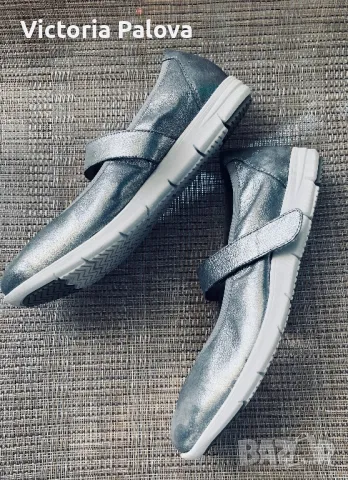 Разкошни кожени сребристи обувки  CAPRICE Германия, снимка 12 - Дамски ежедневни обувки - 50030364