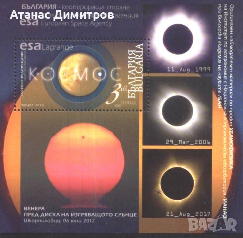 Чист блок Космос Слънчево затъмнение 2020 от България