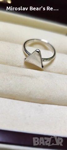 Сребърен Пръстен Пирамида 17мм, снимка 2 - Пръстени - 52446100