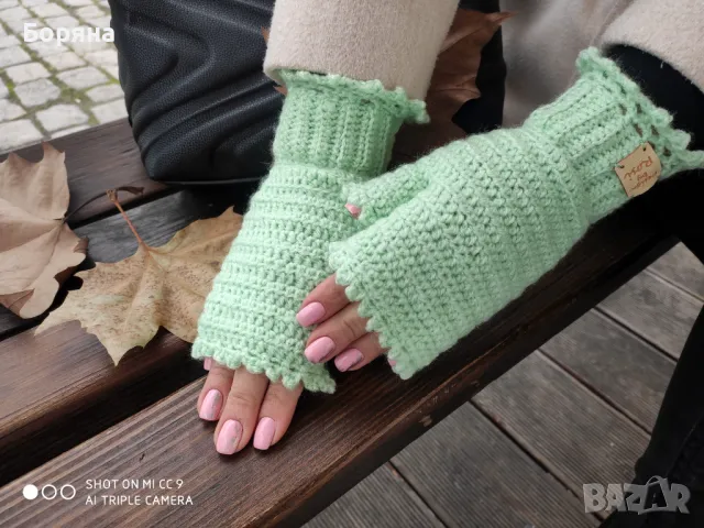 Handmade дамски ръкавици без пръсти с лого, снимка 15 - Ръкавици - 49680236