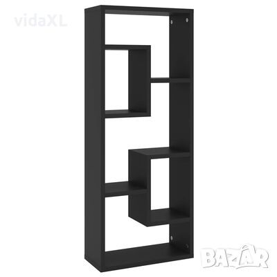 vidaXL Стенен рафт, черен, 36x16x90 см, инженерно дърво(SKU:803012